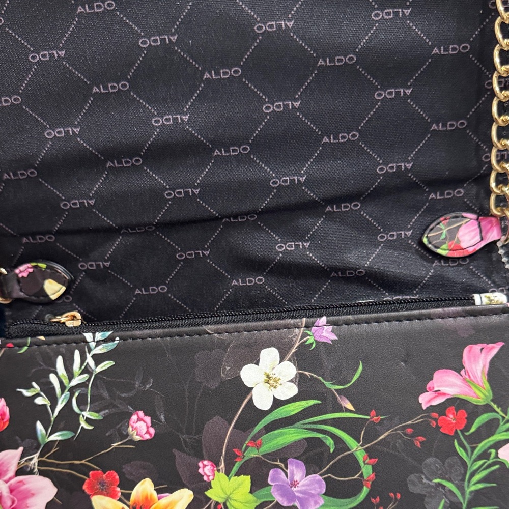 Aldo Black Floral Quilted Crossbody Bag - Picture 4 of 7
